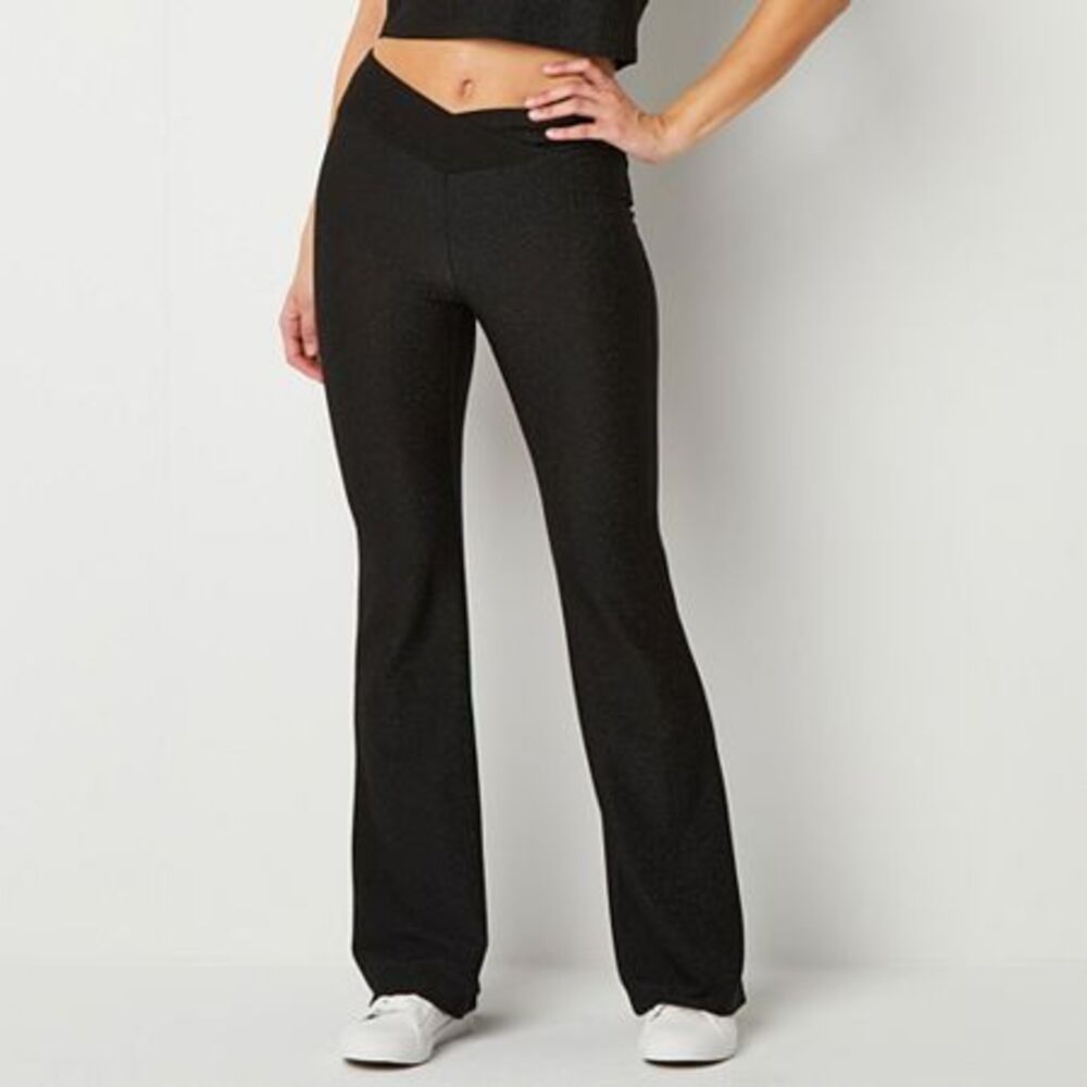 Junior Women's Arizona High Rise Flare Metallic Pants - Black - XXL (19/21)